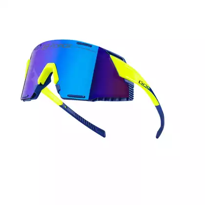 FORCE GRIP Sportbrille, blaue REVO-Gläser, fluo 