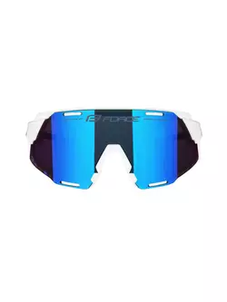 FORCE GRIP Sportbrille, blaue REVO-Gläser, Weiß