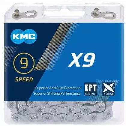 KMC X9 EPT Fahrradkette 9-fach, 114 Glieder, Silber