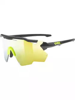 UVEX Sportbrille Sportstyle 228 mirror yellow (S3), Schwarz-Fluor