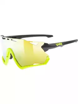UVEX Sportbrille Sportstyle 228 mirror yellow (S3), Schwarz-Fluor