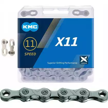 KMC X11 Fahrradkette 11-fach, 118 Glieder, grau
