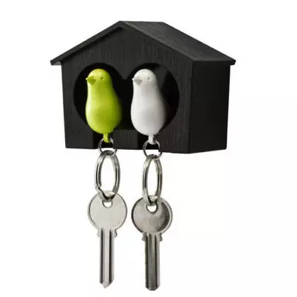 QUALY schlüsselanhänger, duo sparrow, schwarz-grün-weiß