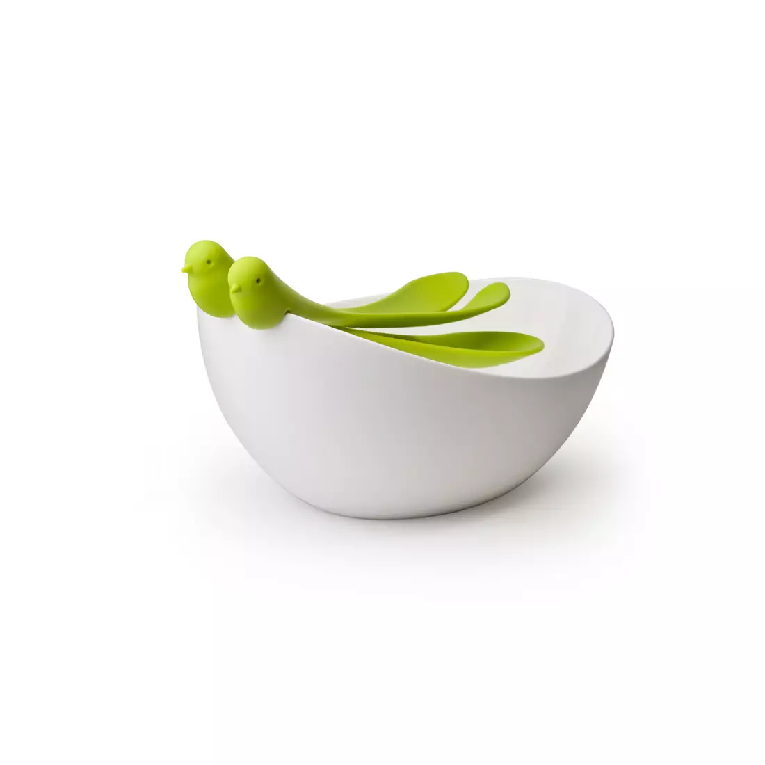 QUALY schüssel mit salatlöffeln, weiß und grün