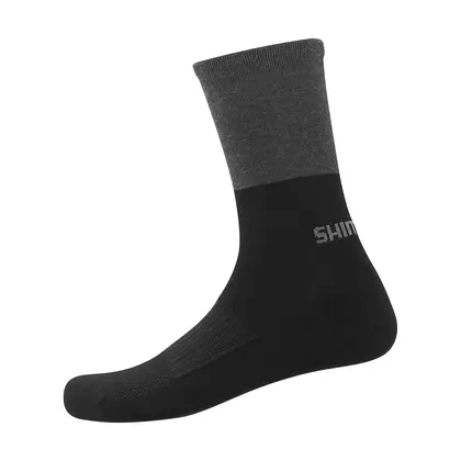 SHIMANO Winter-Radsocken Original Wool Tall Socks ECWSCBWUS11ML1360 Schwarz-grau