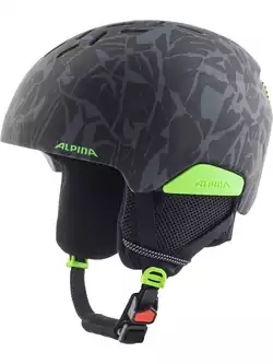 ALPINA PIZI kinder ski-/snowboardhelm, black-green camo matt