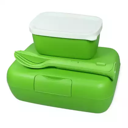 Koziol Candy Ready Healthy Lunchbox mit Behälter und Besteck, grün