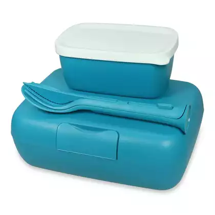 Koziol Candy Ready Ocean Lunchbox mit Behälter und Besteck, blau