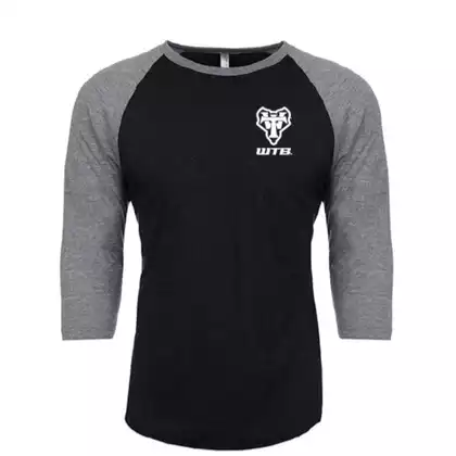 WTB RAGLAN Damen T-Shirt mit 3/4 Ärmeln, grau schwarz