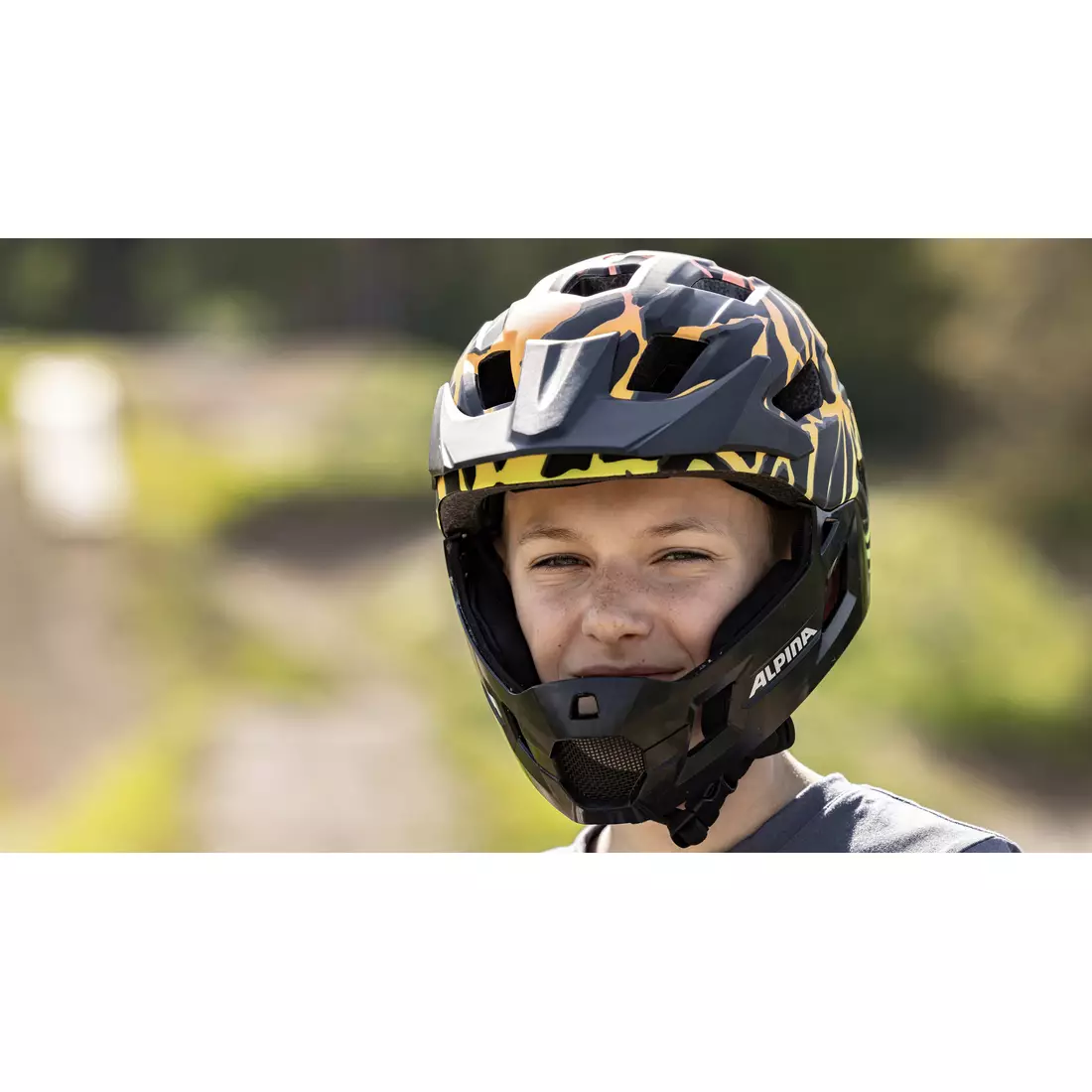 ALPINA RUPI Kinder-Fullface-Fahrradhelm, abnehmbaren Kiefer, BLACK MATT