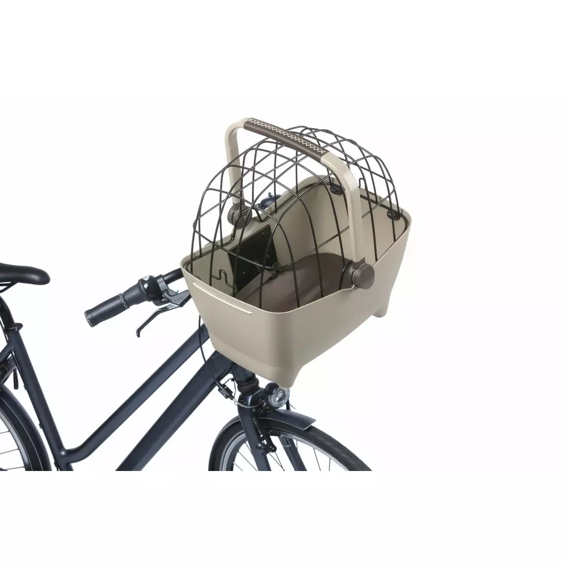 BASIL BUDDY KF Fahrrad-Vorderkorb für einen Hund mit Kissen, braun