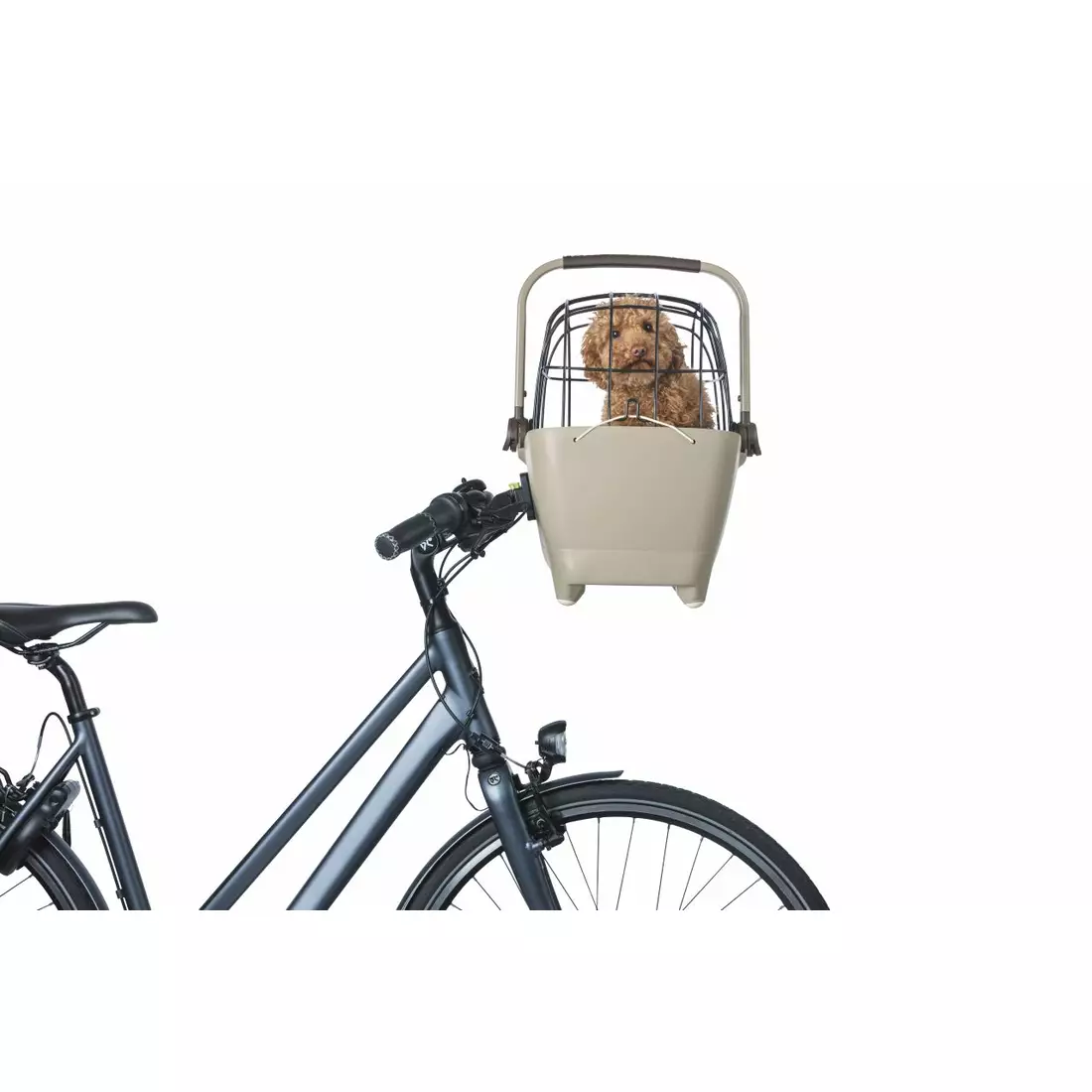 BASIL BUDDY KF Fahrrad-Vorderkorb für einen Hund mit Kissen, braun