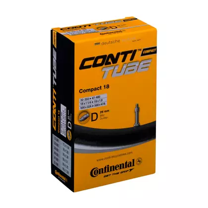 CONTINENTAL COMPACT AUTO 18/1,25 Fahrradschlauch mit Dunlop 26 mm Ventil
