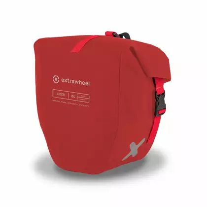 EXTRAWHEEL RIDER PREMIUM CORDURA Fahrradtasche für Gepäckträger, rot 2x15 L