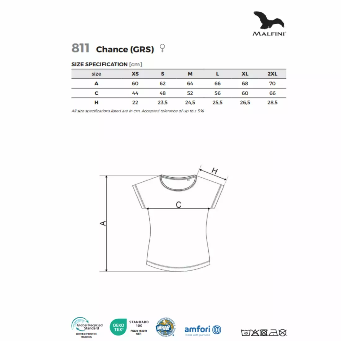 MALFINI CHANCE GRS Damen Sport T-Shirt, Kurzarm, Mikro-Polyester aus Recycling-Material, silber Melange 811M312