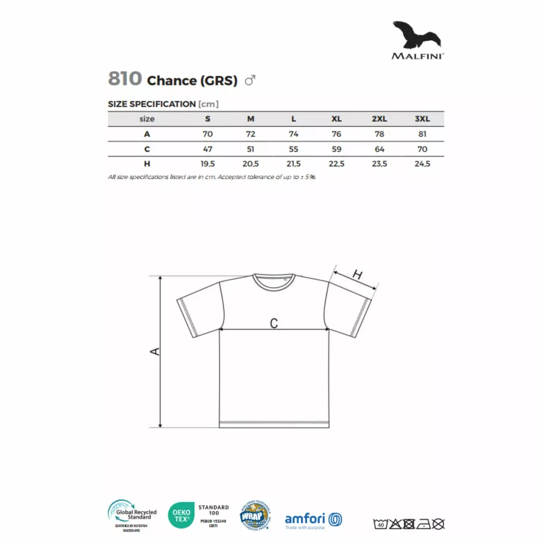 MALFINI CHANCE GRS Herren Sport T-Shirt, Kurzarm, Mikro-Polyester aus Recycling-Material, silber Melange 810M313