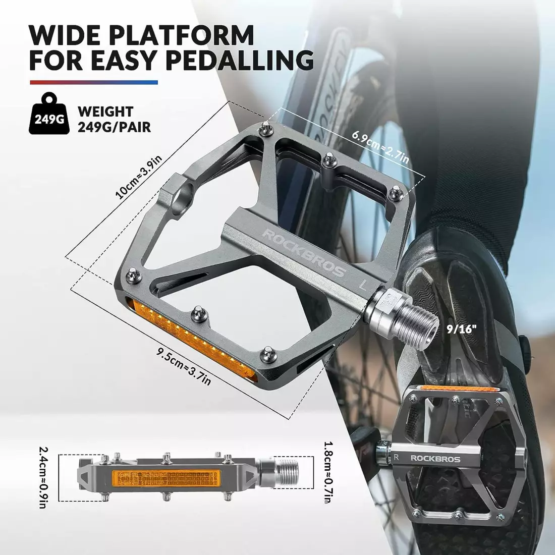 Rockbros Plattform Fahrradpedale aus Aluminium, grau 37210003004