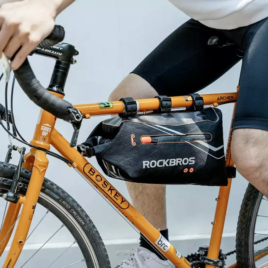Rockbros Rollbare Fahrradtasche für den Rahmen, Schwarz 30120016001