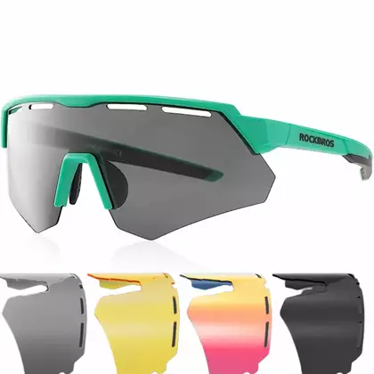 Rockbros Sportbrille mit Polarisation, 4 austauschbare Gläser, Korrektur, Minze 14210006003