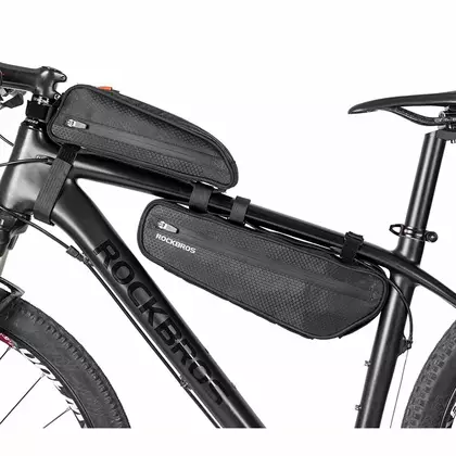 Rockbros Zweiteilige Fahrradtasche für den Fahrradrahmen, Schwarz 043