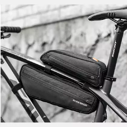 Rockbros Zweiteilige Fahrradtasche für den Fahrradrahmen, Schwarz 043