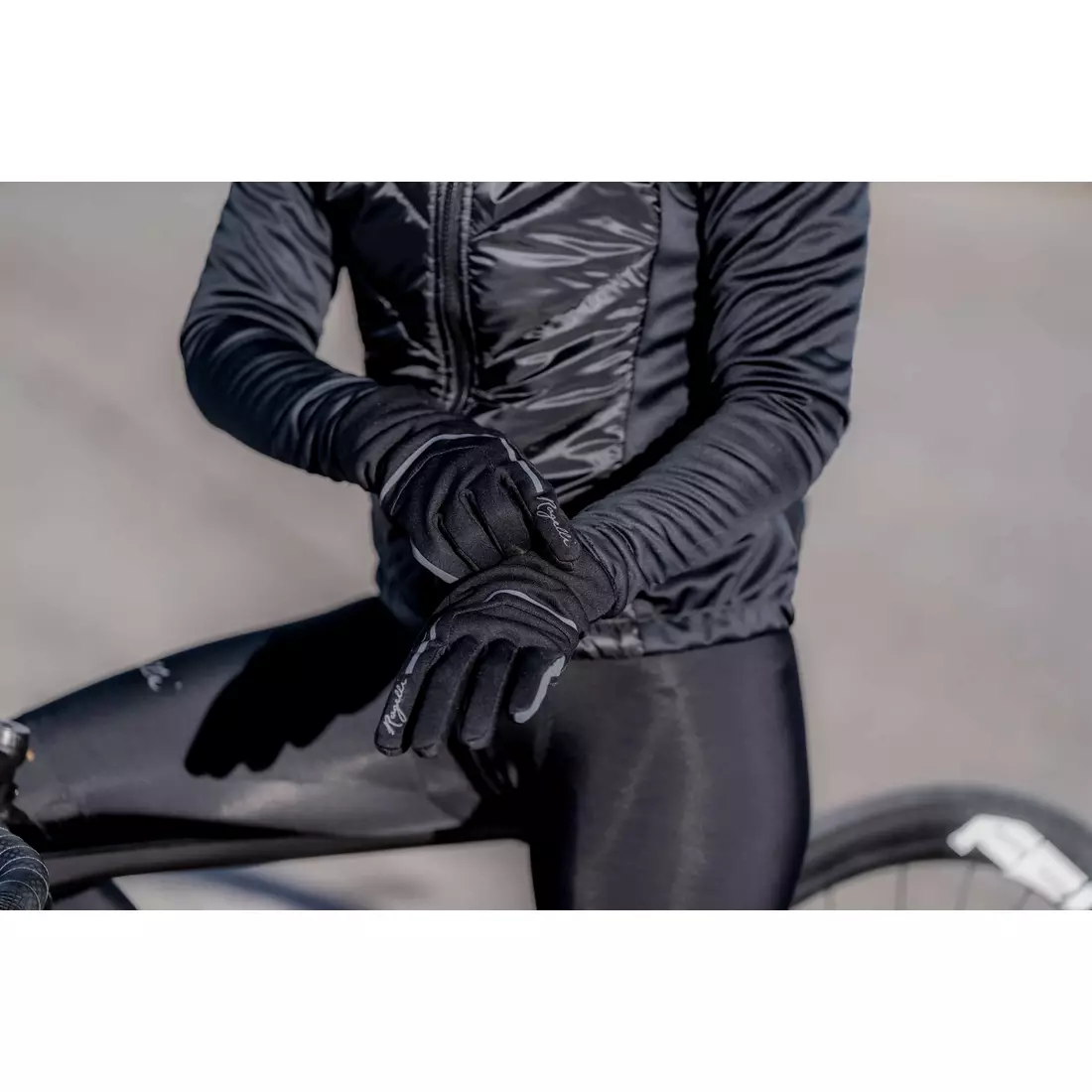 Rogelli APEX Damen Winter-Fahrradhandschuhe, schwarz
