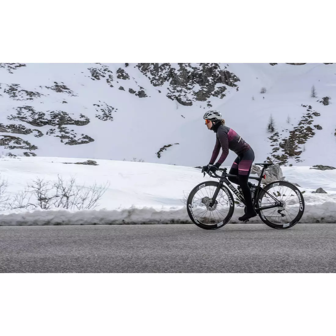Rogelli isolierte Damen-Fahrradhose mit Hosenträgern IMPRESS II, Burgunderrot