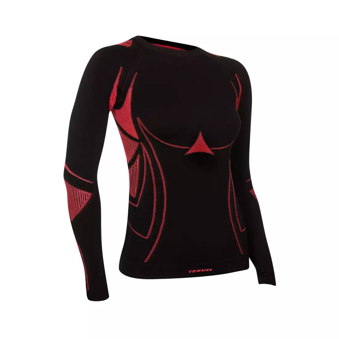 TERVEL - OPTILINE MOD-02 - Langarm-T-Shirt für Damen, Farbe: Schwarz und Rot