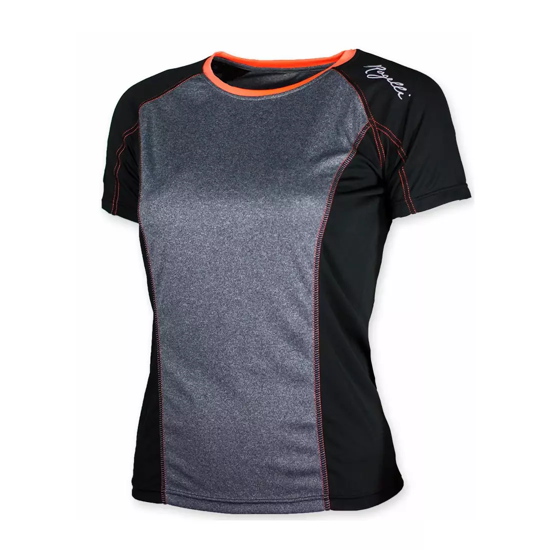 ROGELLI MAURIZIA – Damen T-Shirt K/R 840.260, Schwarz und Rosa (Koralle)