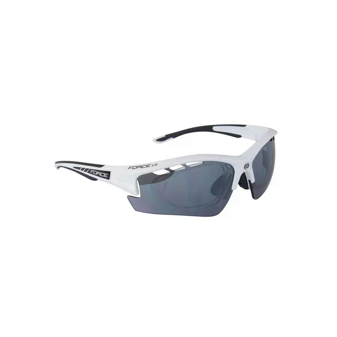 909222 FORCE RIDE PRO Brille mit Wechselgläsern + Korrektur weiß und schwarz